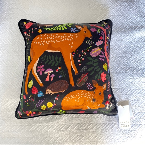 Karen Mabon “Flora and Fawns” cushion pillow (20" x 20") - Picture 2 of 9